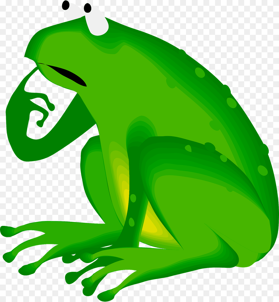 Thoughtful Frog Clipart, Amphibian, Animal, Green, Wildlife Free Png Download