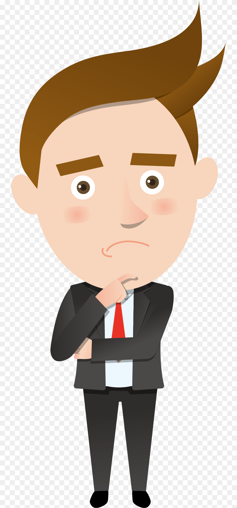 Thoughts Clipart Human Thinking Cartoon Person Thinking Transparent, Formal Wear, Clothing, Suit, Baby Free Png Download