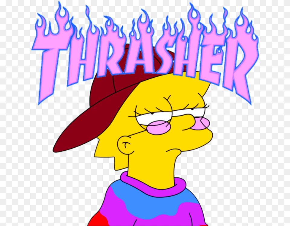 Thrasher 90s And Lisa Simpson Cool Lisa Simpson, Baby, Person, Cartoon, Face Png Image