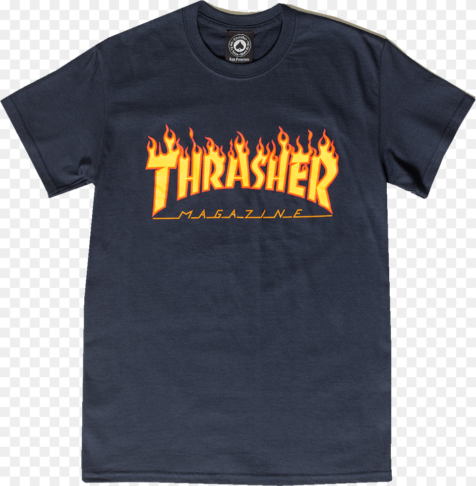Thrasher Flame Logo T Shirt Active Shirt, Clothing, T-shirt Free Transparent Png