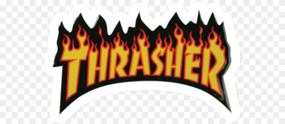 Thrasher Fuego Tumblr Negro Random Sticker Tumblr Trend, Logo, Text Free Png