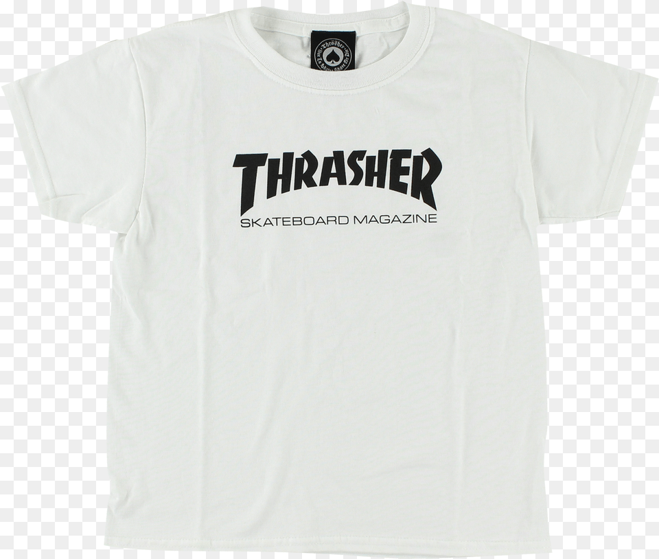 Thrasher Mag Logo White Youth Tee Thrasher Magazine, Clothing, Shirt, T-shirt Free Transparent Png