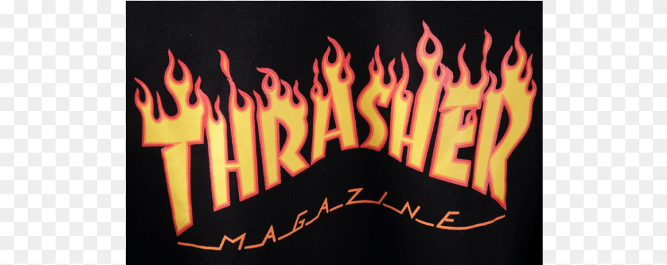 Thrasher Magazine Fire Hooded Sweater Thrasher Flame Logo, Text Png
