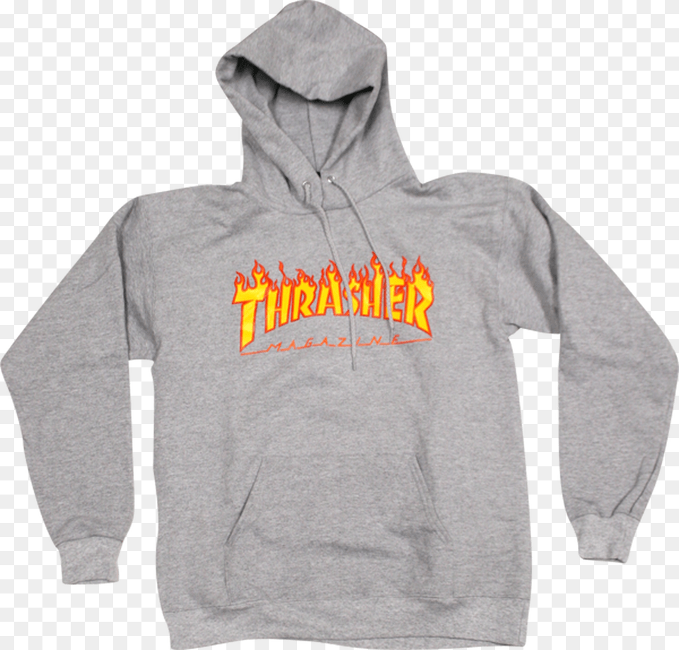 Thrasher Magazine Flame Logo Pullover Sweatshirt, Clothing, Coat, Hood, Hoodie Png