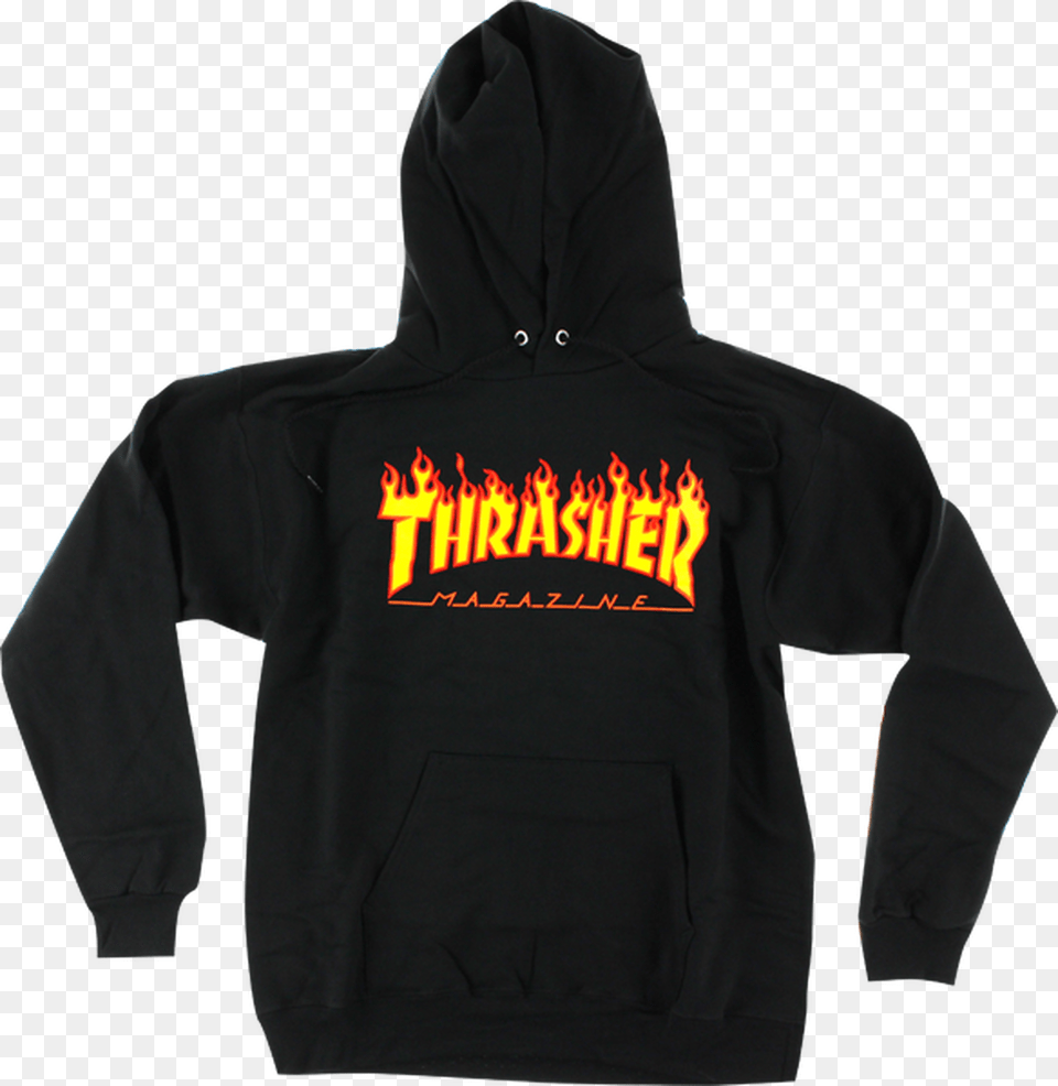 Thrasher Magazine Flame Logo Pullover Sweatshirt, Clothing, Hood, Hoodie, Knitwear Free Transparent Png