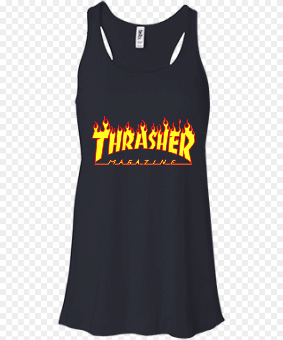 Thrasher Magazine Flame Logo Shirt Hoodie Tank Mom Squad Baseball Team, Clothing, Tank Top, Person Png