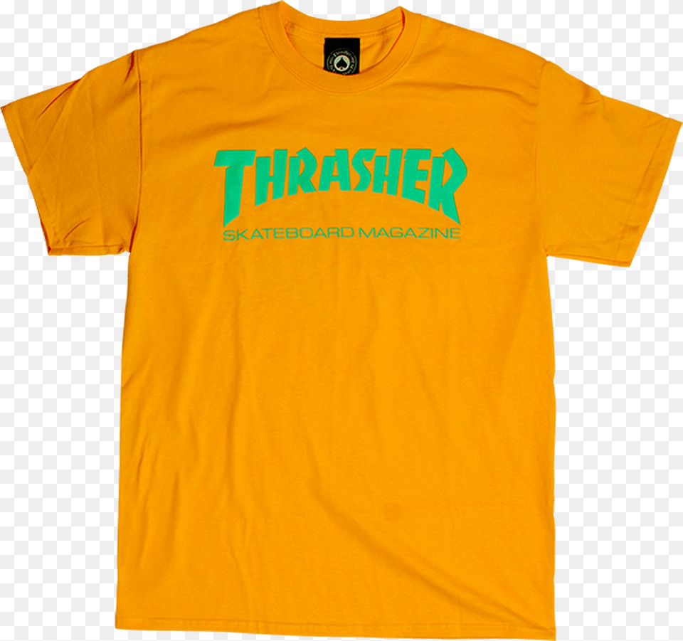 Thrasher Magazine Skate Mag Logo T Shirt Gold Teal, Clothing, T-shirt Free Transparent Png