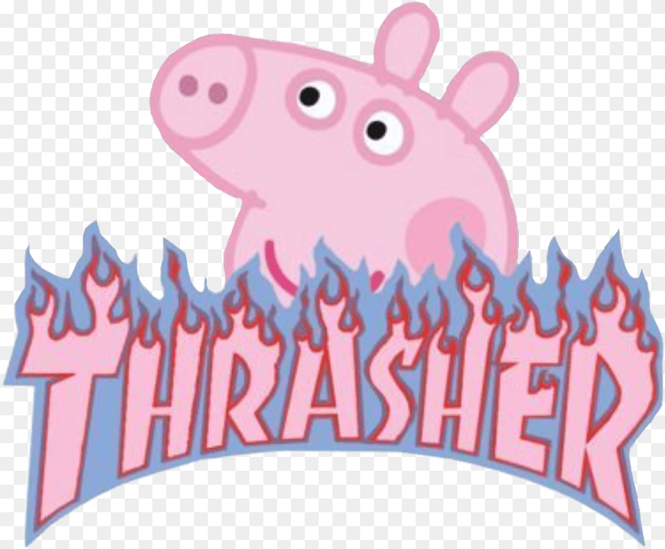 Thrasher Peppapig Aesthetic Peppa Pig Vsco Vscogirl Peppa Pig Thrasher Logo, Animal, Mammal Free Png Download