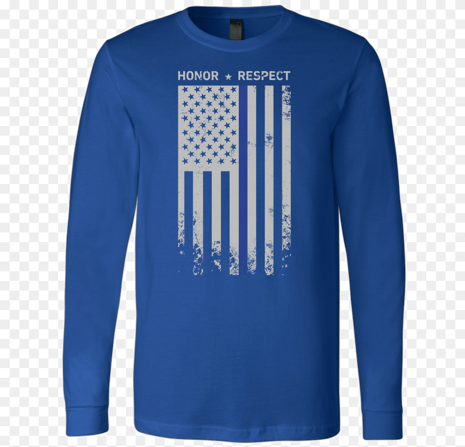 Threadrock Honor Respect Thin Blue Line Flag Flowy Long Sleeved T Shirt, Clothing, Long Sleeve, Sleeve, T-shirt Png Image