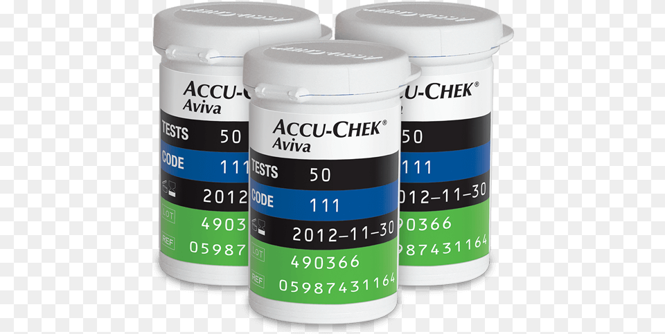 Three Accu Chek Aviva Plus Blood Glucose Test Strip Accu Chek Aviva Plus, Paint Container, Can, Tin, Bottle Png Image