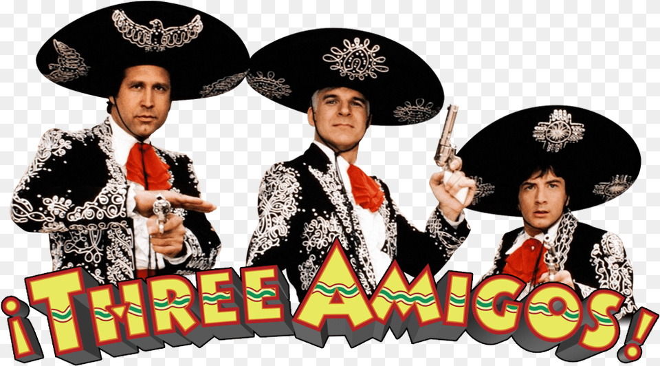 Three Amigos Chevy Chase Three Amigos Authentic Autographed, Adult, Male, Man, Person Png Image