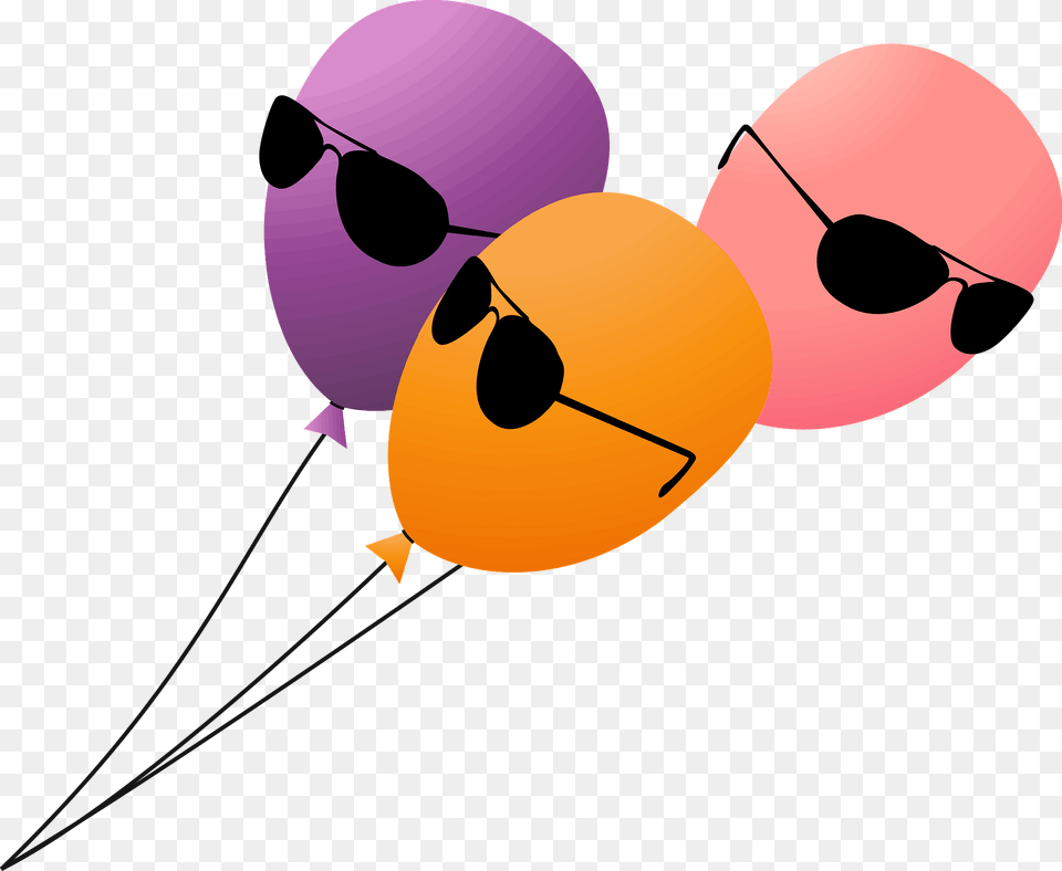 Three Balloons Wearing Sunglasses Clipart, Balloon, Accessories Free Transparent Png