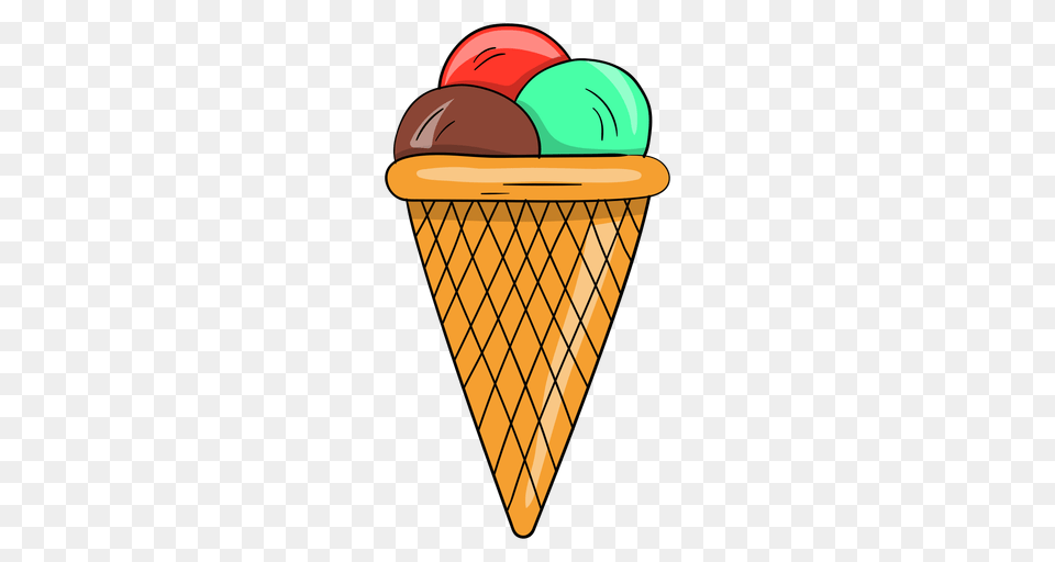 Three Balls Ice Cream Cone, Dessert, Food, Ice Cream Png