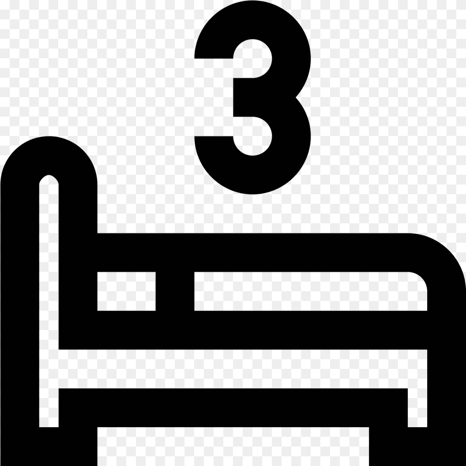 Three Beds Icon 3 Beds Symbol, Gray Png