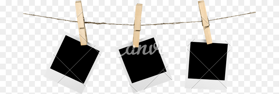 Three Blank Polaroid Frames Hanging On Twine Attached Free Png Download