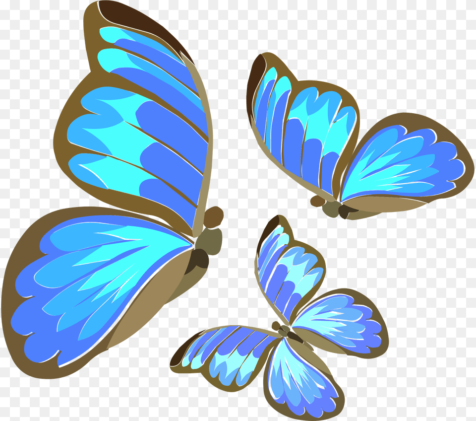 Three Blue Butterflies Clipart, Animal, Butterfly, Insect, Invertebrate Png Image