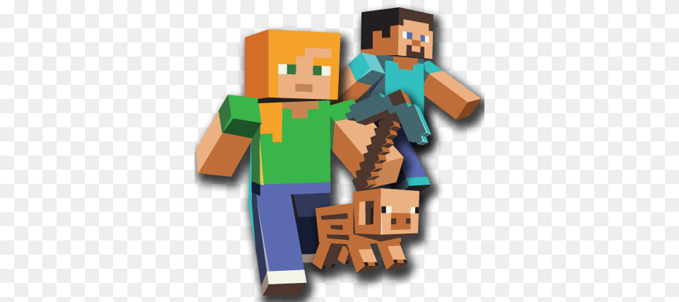 Three Characters Minecraft, Box, Cardboard, Carton, Person Free Png