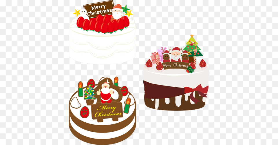 Three Christmas Cakes, Birthday Cake, Cake, Cream, Dessert Png