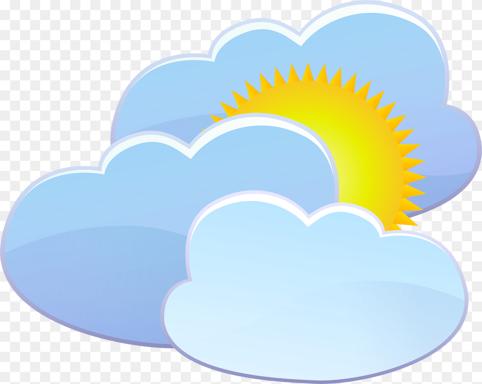 Three Clouds And Sun Weather Icon Clip Art, Nature, Outdoors, Sky, Flower Png