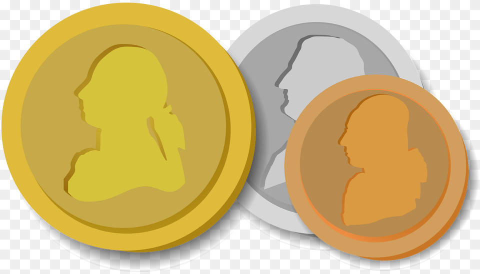 Three Coins Clipart, Coin, Money, Person, Face Free Png