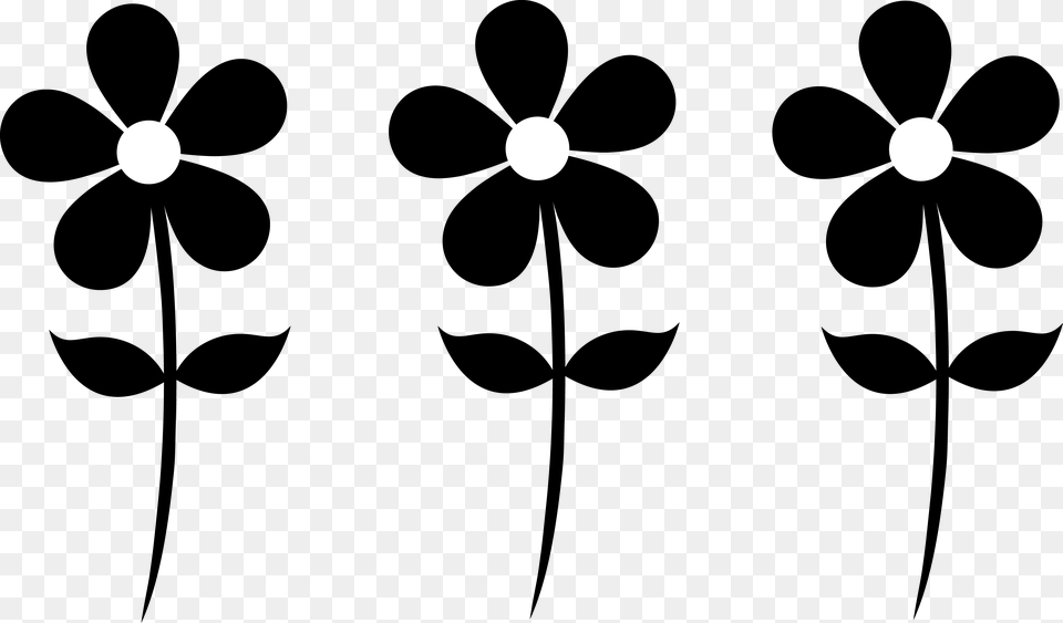 Three Daisy Silhouettes Silhouettes Flowers Art, Lighting, Astronomy, Moon, Nature Png
