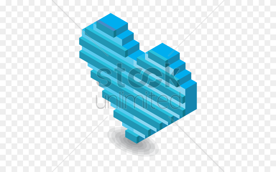 Three Dimensional Pixelated Heart With Horizontal Lines Vector, Network Free Png