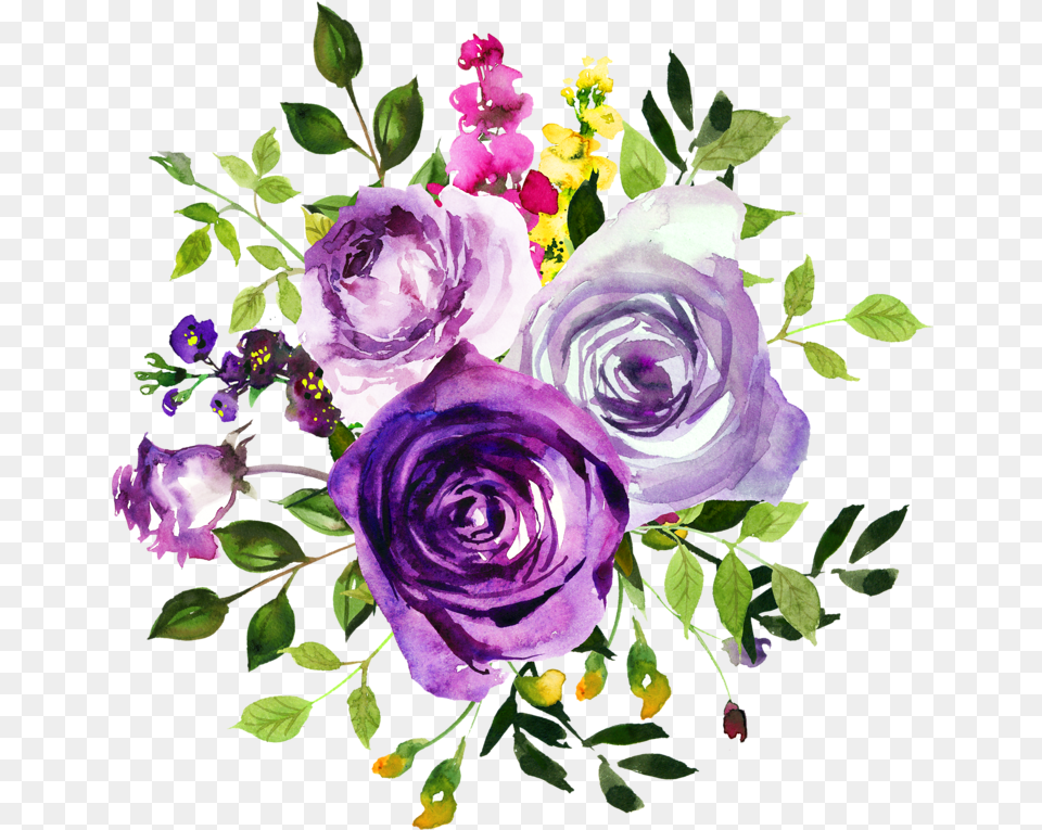 Three Flowers Illustration Flower Purple Watercolor Painting Purple Watercolor Flowers, Art, Floral Design, Flower Arrangement, Flower Bouquet Free Transparent Png