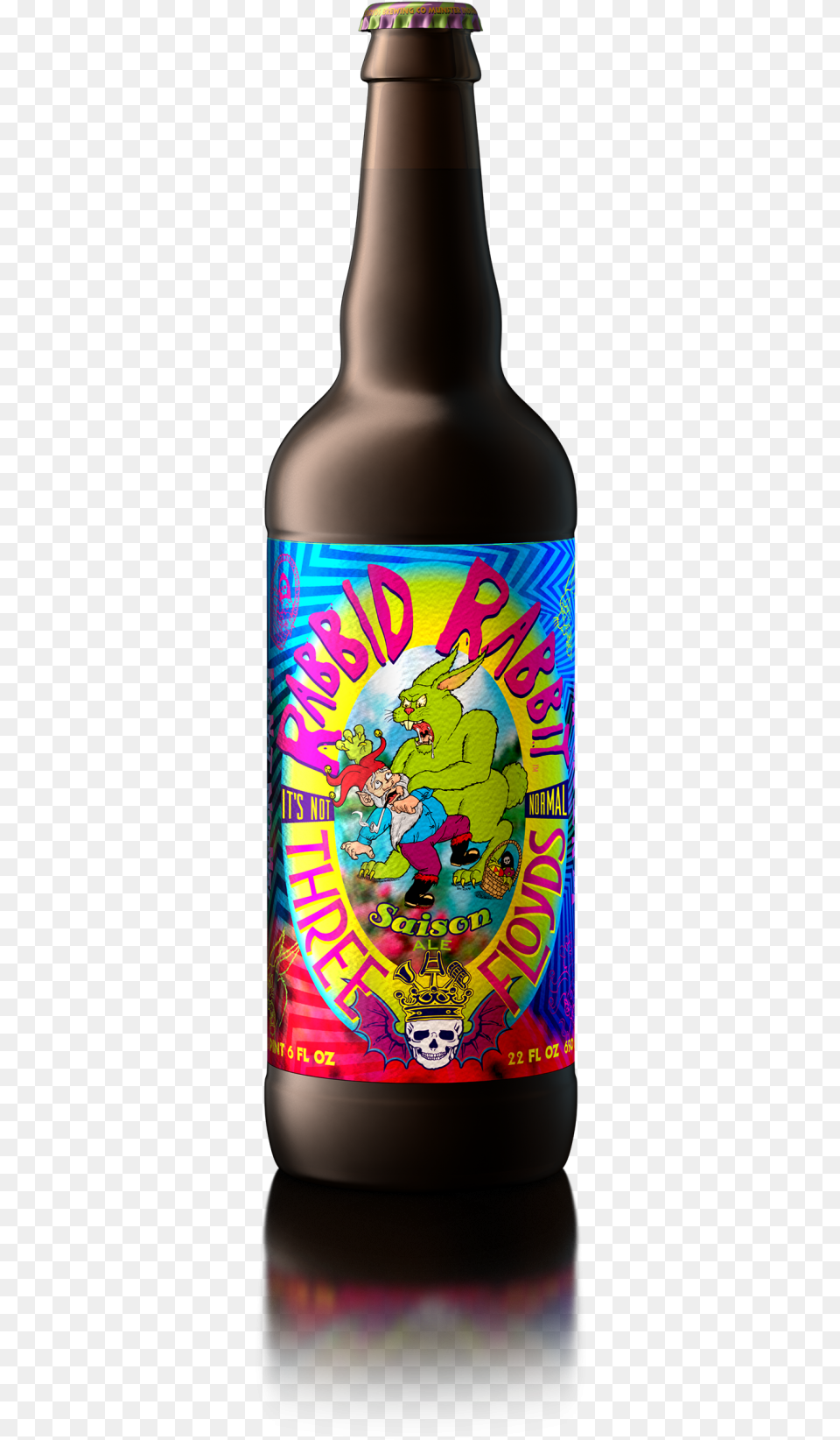 Three Floyds Rabbid Rabbit, Alcohol, Beer, Beer Bottle, Beverage Png Image