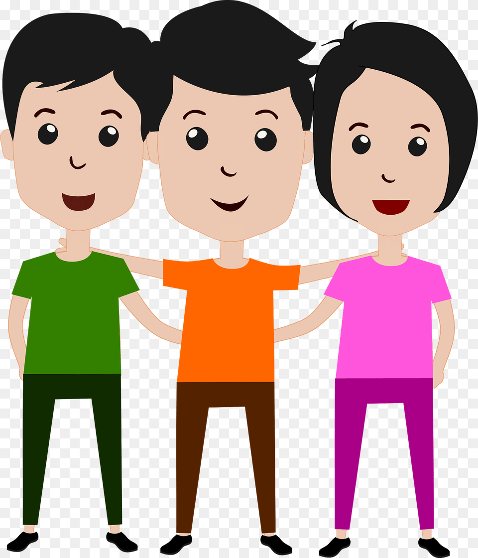 Three Friends Clipart, T-shirt, Clothing, Boy, Child Free Transparent Png