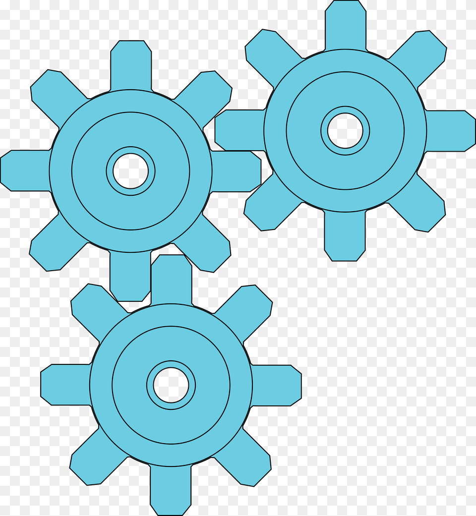 Three Gears Blue Metal Clipart, Machine, Gear Free Png