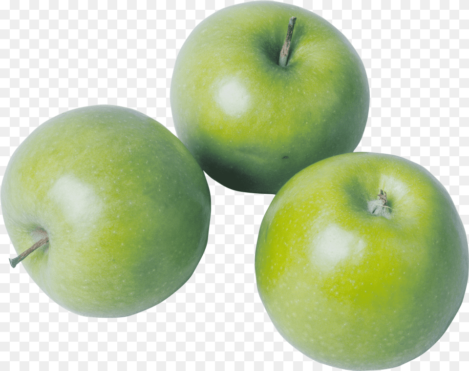 Three Green Apples Apple, Food, Fruit, Plant, Produce Png Image