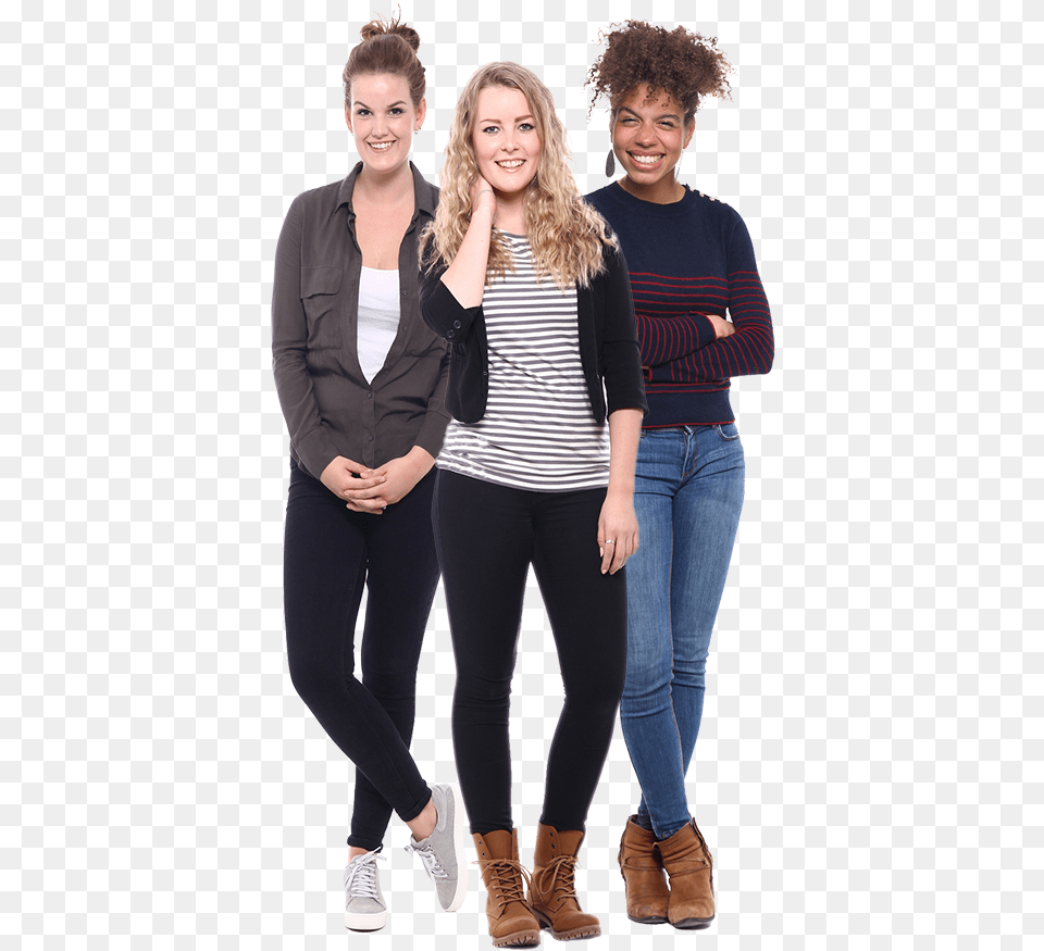 Three Happy Women Whole Body Full Body Stock People, Sleeve, Clothing, Pants, Long Sleeve Free Transparent Png