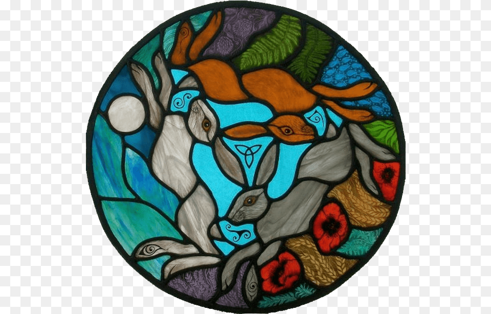 Three Hares Stained Glass, Art, Stained Glass, Person Free Png