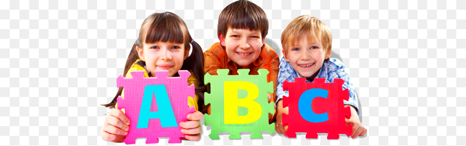 Three Kids Holding An Alphabet Puzzle Od A Do Z Kl 2 Kp Do Matematyki Didasko, Boy, Child, Female, Reading Free Png Download