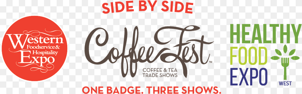 Three Logos Western Foodservice Coffee Fest Los Angeles, Advertisement, Poster, Text Free Transparent Png