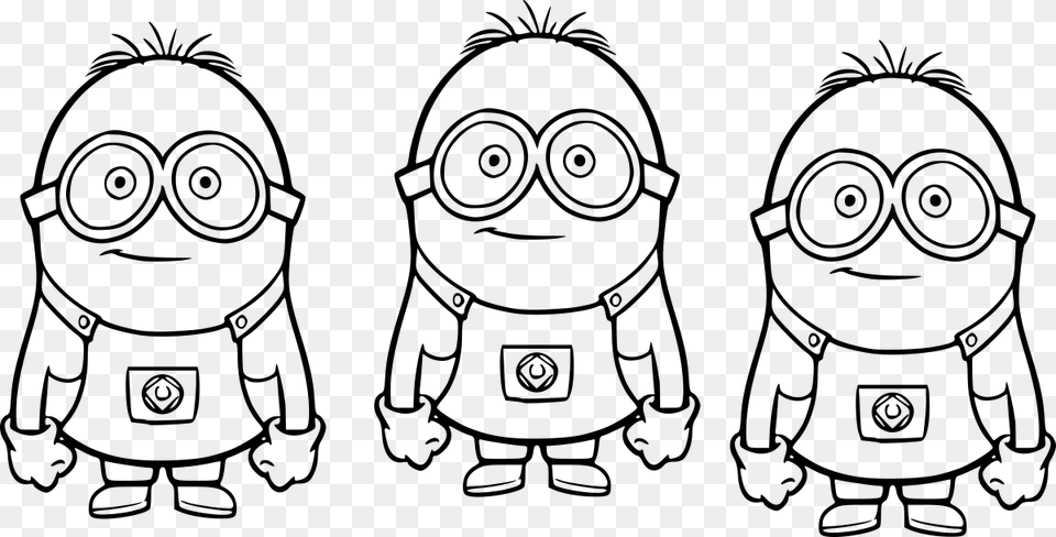 Three Minion Coloring Minion Coloring Book, Art, Doodle, Drawing, Baby Png Image