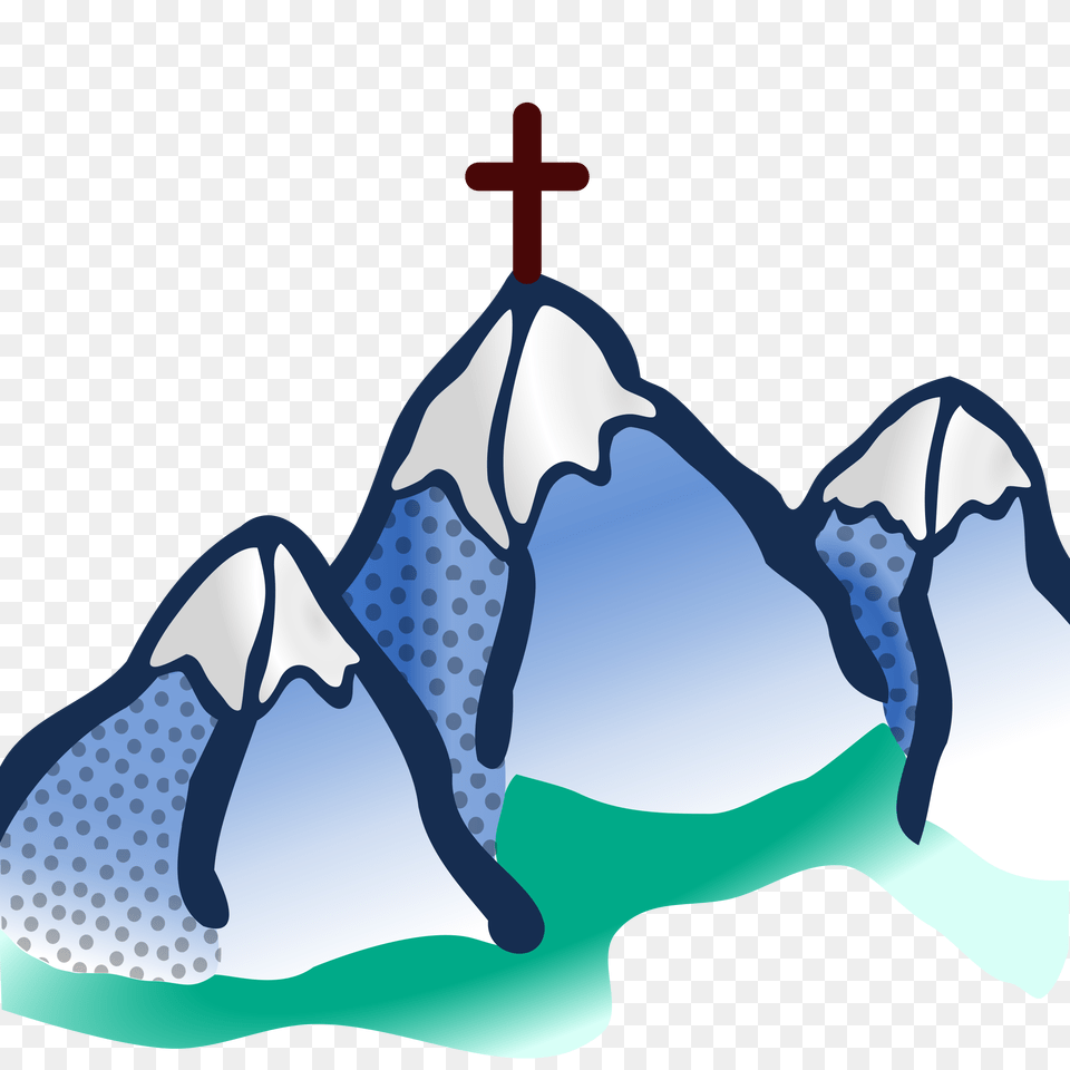 Three Mountains With Cross On Top Vector Clipart Image, Outdoors, Ice, Nature, Mountain Free Png Download