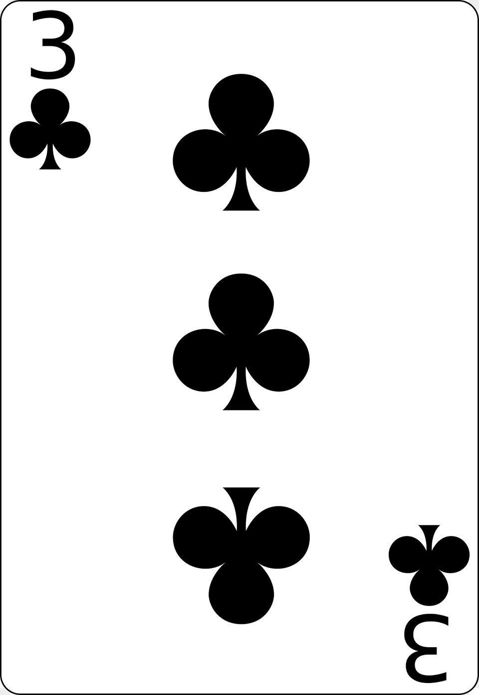 Three Of Clubs Clipart, Stencil, Symbol Png