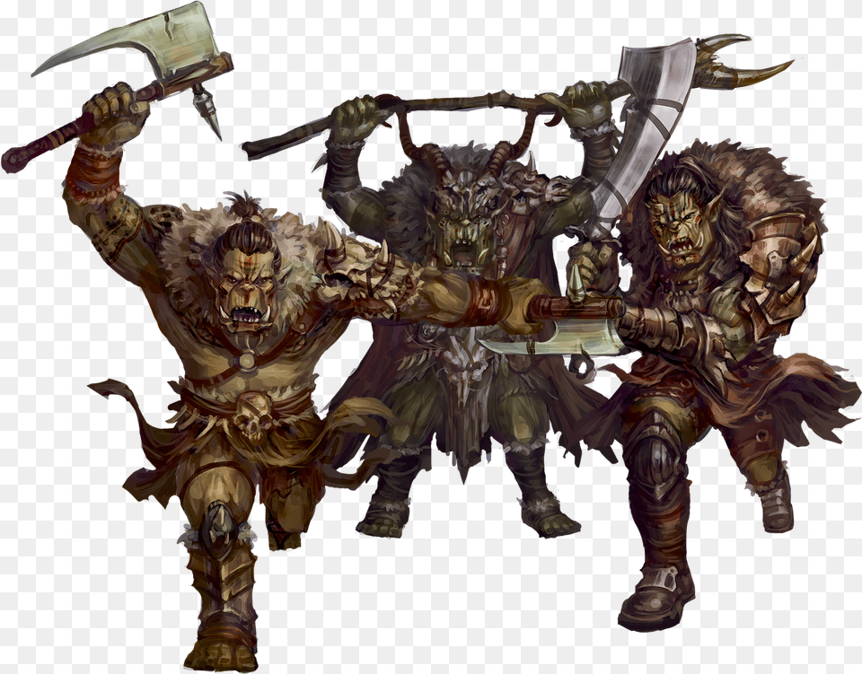 Three Orcs With Weapons Drawn Illustration, Bronze, Weapon, Sword, Adult Png Image