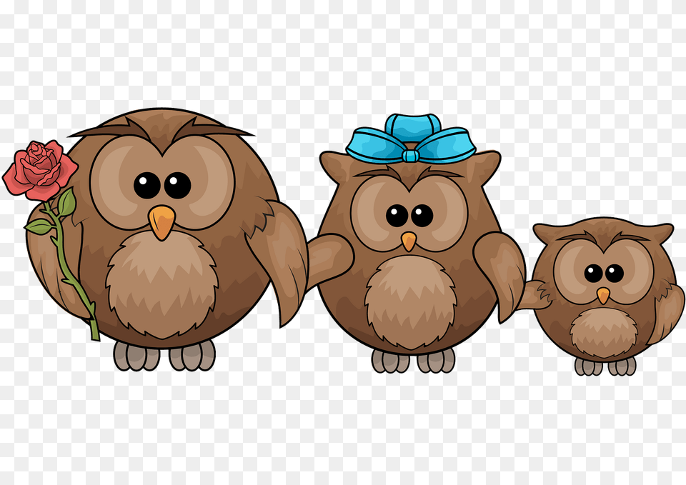 Three Owls Clipart, Flower, Plant, Rose, Animal Png
