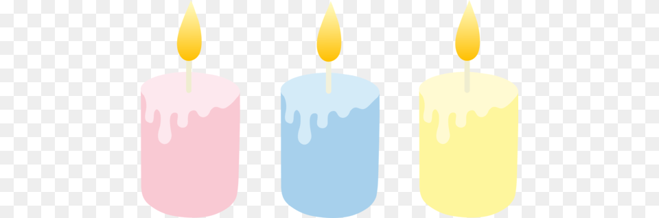 Three Pastel Colored Candles, Candle, Smoke Pipe Png