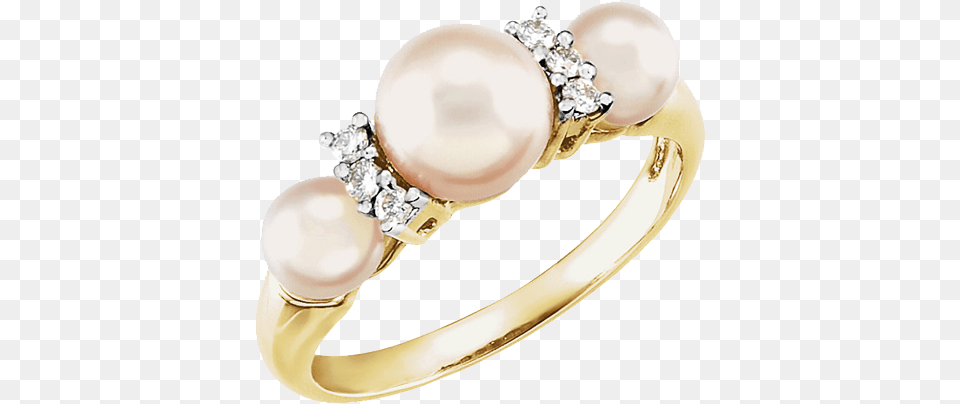 Three Pearl And Diamond Ring Three Pearl Rings, Accessories, Jewelry Free Transparent Png