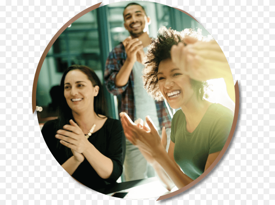 Three People Clapping And Smiling In A Coworking Space Polite Person, Adult, Photography, Woman, Hand Png
