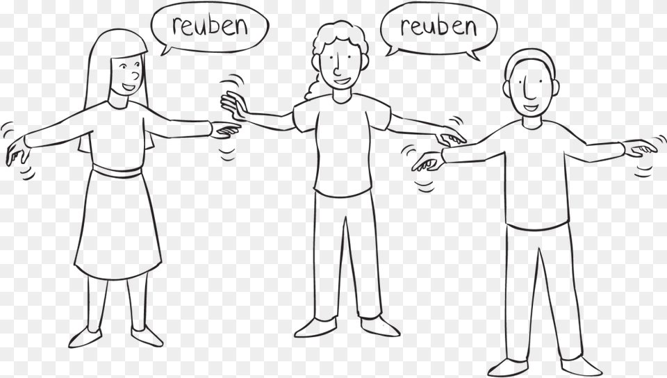 Three People Mimicking The Action Of Rueben In The Line Art, Person, Plot, Chart, Adult Free Png