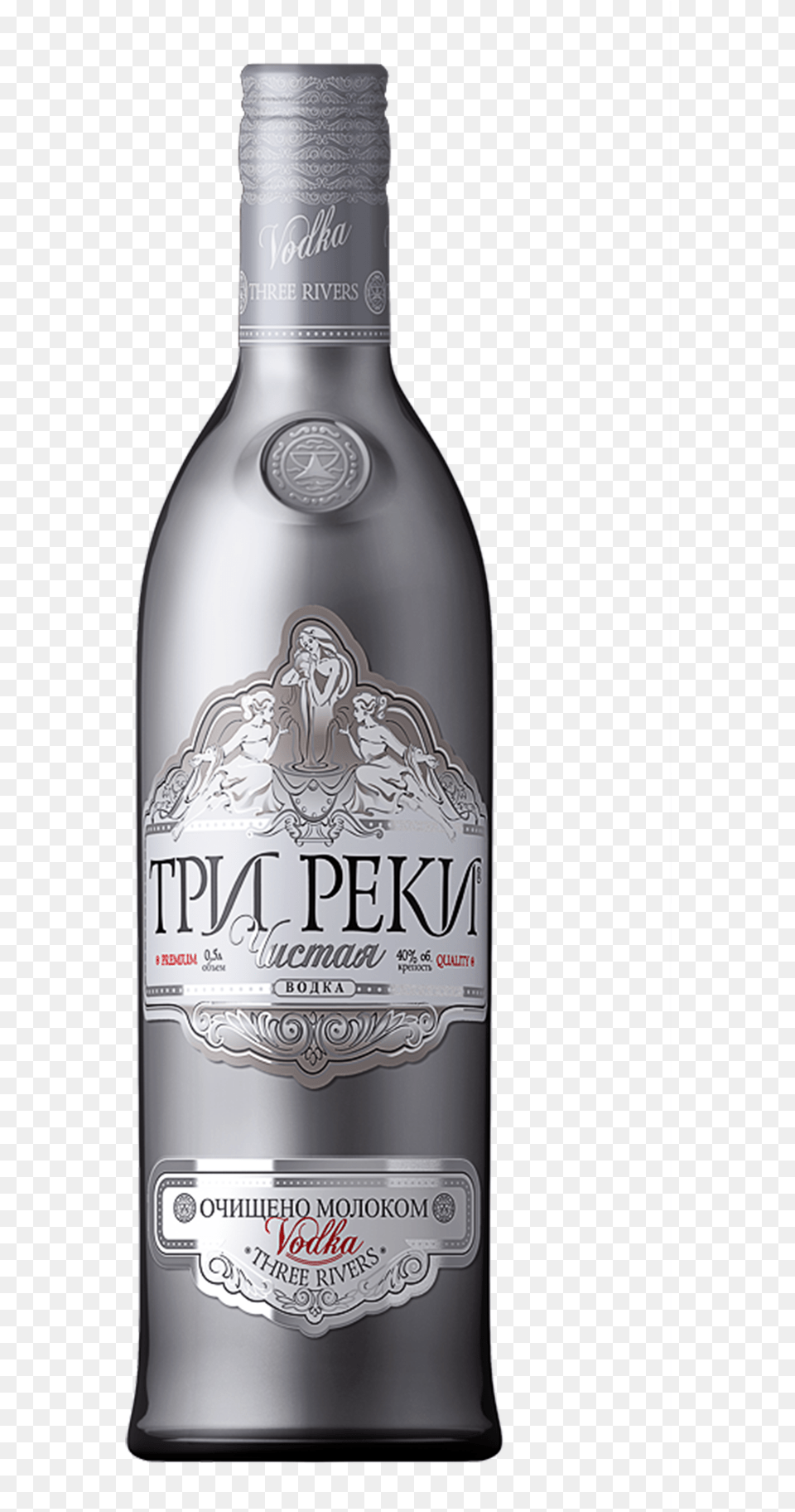 Three Rivers Pure Elite Vodka Tri Reki Vodka, Alcohol, Beverage, Liquor, Beer Png