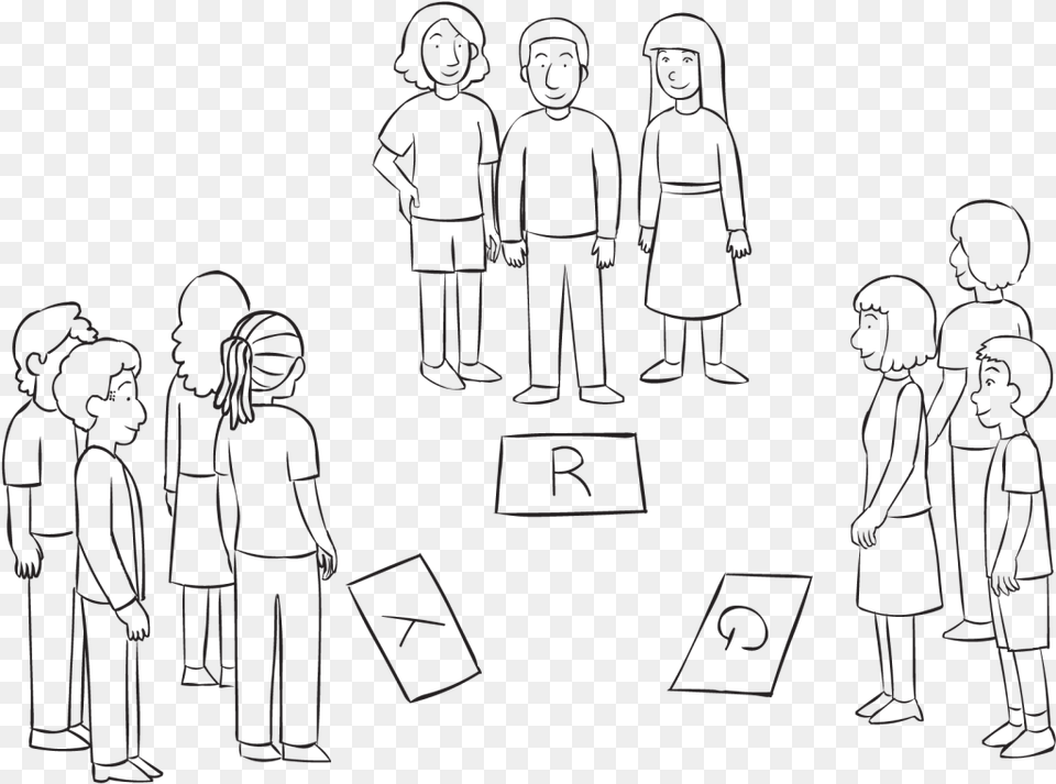 Three Small Groups Standing By Signs Which Reflect Line Art, Adult, Male, Man, Person Png
