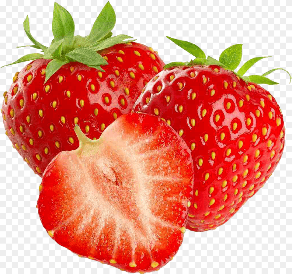 Three Strawberries Strawberry, Berry, Food, Fruit, Plant Png