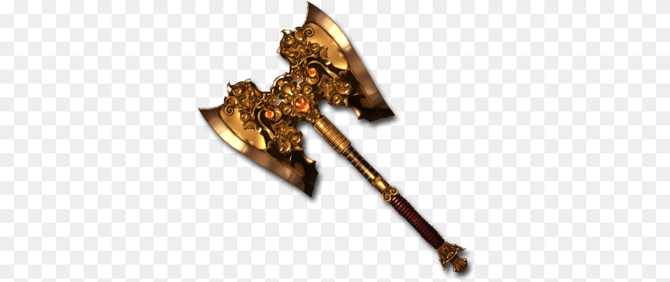 Three Tiger Granblue Granblue Fantasy Gold Axe, Weapon, Device, Tool, Blade Free Png