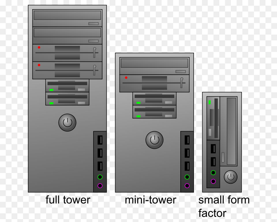 Three Types Of Computer Cases Set Up, Computer Hardware, Electronics, Hardware, Pc Png