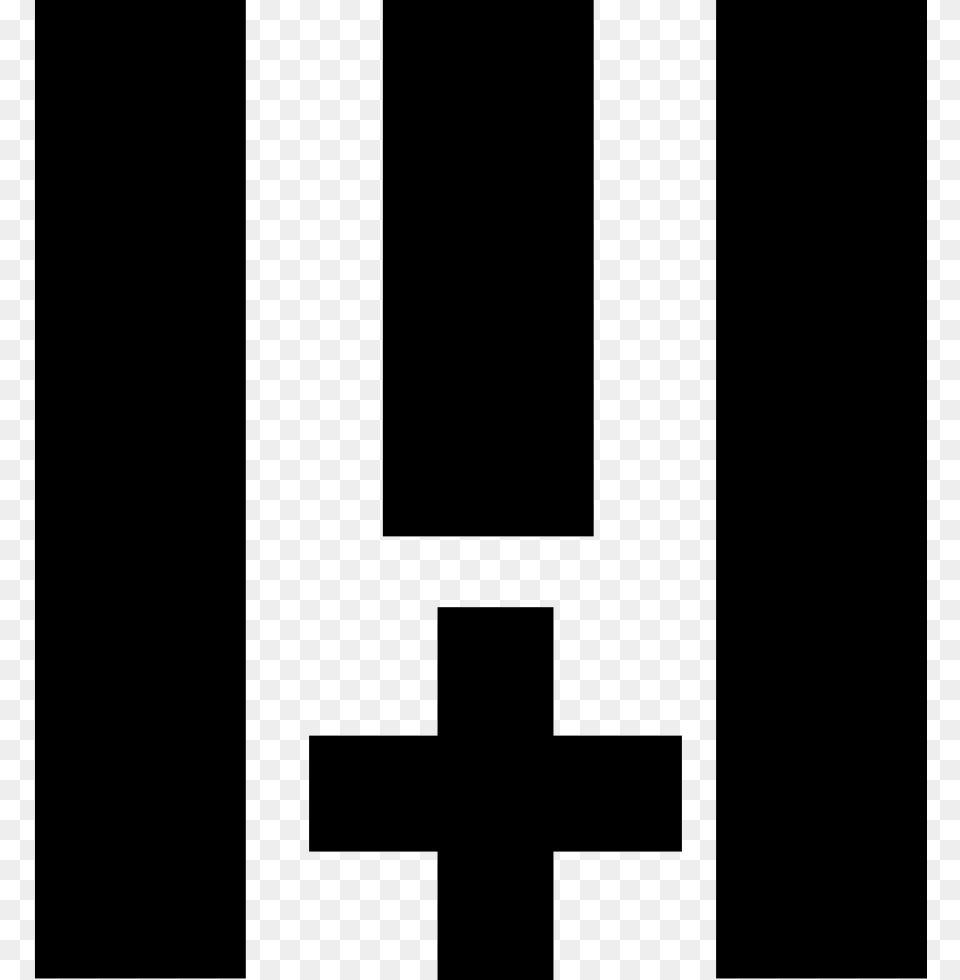 Three Vertical Lines With A Cross Icon Download, Symbol, Sword, Weapon, Altar Free Png